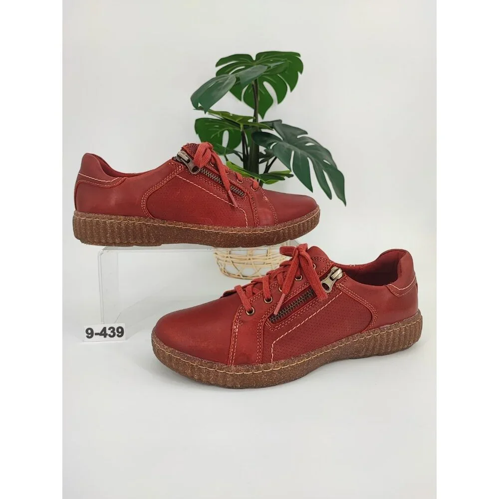 Clarks Women's Caroline Janna Red Leather Shoes Size 9W US